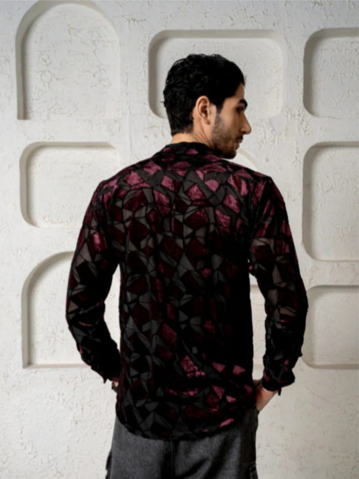Streak Hawk Spread Collar Full Sleeve Sheen Party Shirt